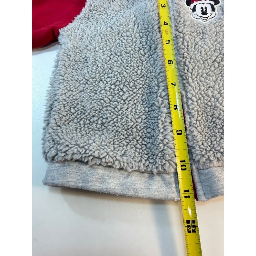 Disney Baby Hoodie Pants Set 6-9M Red Gray Mickey Mouse Christmas Sherpa READ